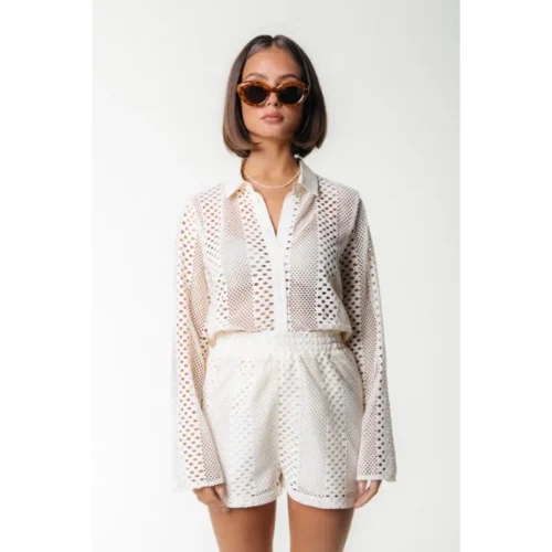 Colourful Rebel Short Nolita Crochet ws116928 Off-White