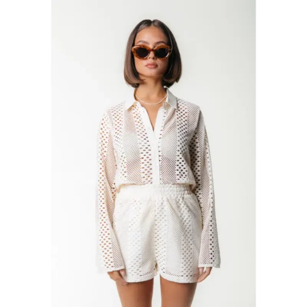 Colourful Rebel Short Nolita Crochet ws116928 Off-White