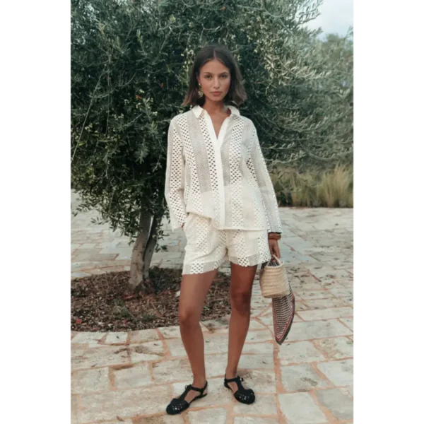 Colourful Rebel Short Nolita Crochet ws116928 Off-White