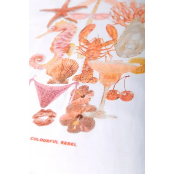 WT116875-118-Standardwhite-23094 Colourful Rebel T-Shirt Beach Loosefit wt116875 White