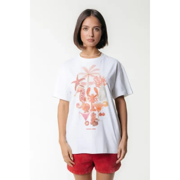 WT116875-118-Standardwhite-24926 Colourful Rebel T-Shirt Beach Loosefit wt116875 White
