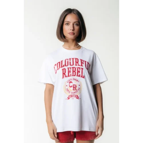 Colourful Rebel T-shirt Varsity Loosefit wt116876 White