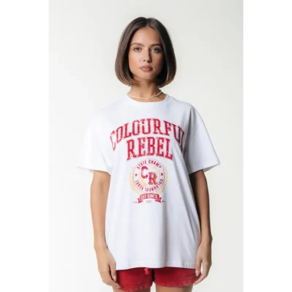 Colourful Rebel T-shirt Varsity Loosefit wt116876 White