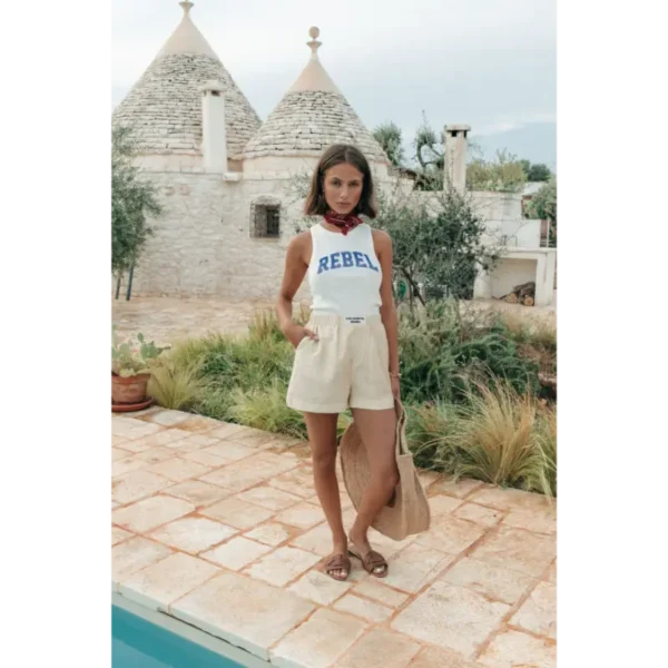 Colourful Rebel Sachi Rib Top wt216956 Off-White