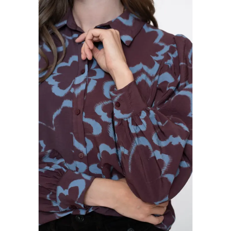 Geisha Blouse 53757-20 Blue/Burgundy