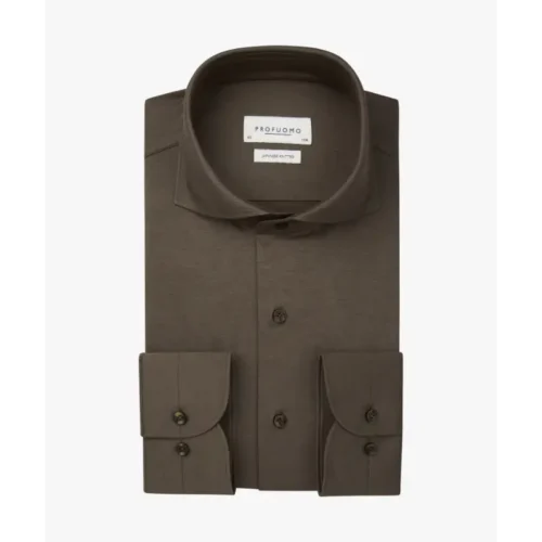 Profuomo Japanese Knitted Overhemd PPWH30026b Light Brown