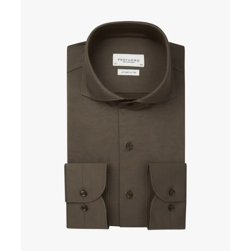 Profuomo Japanese Knitted Overhemd PPWH30026b Light Brown