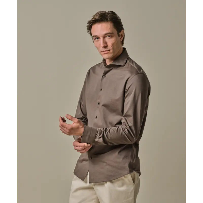 Profuomo Japanese Knitted Overhemd PPWH30026b Light Brown