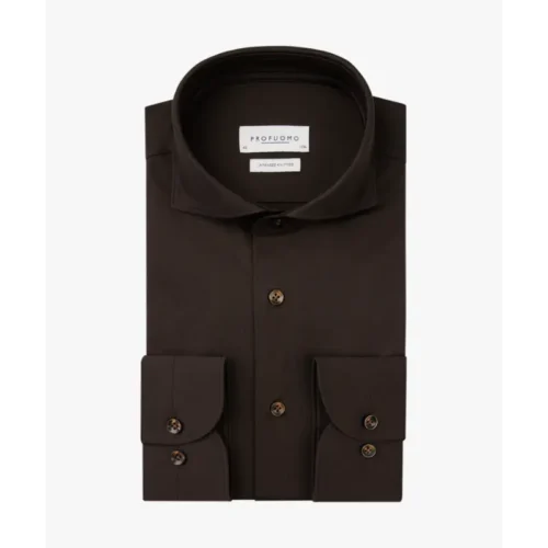 Profuomo Japanese Knitted Overhemd PPWH30026e Dark Brown