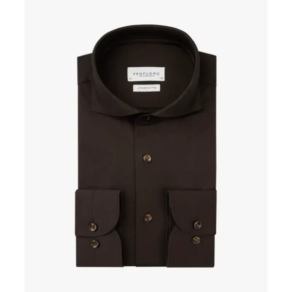 Profuomo Japanese Knitted Overhemd PPWH30026e Dark Brown