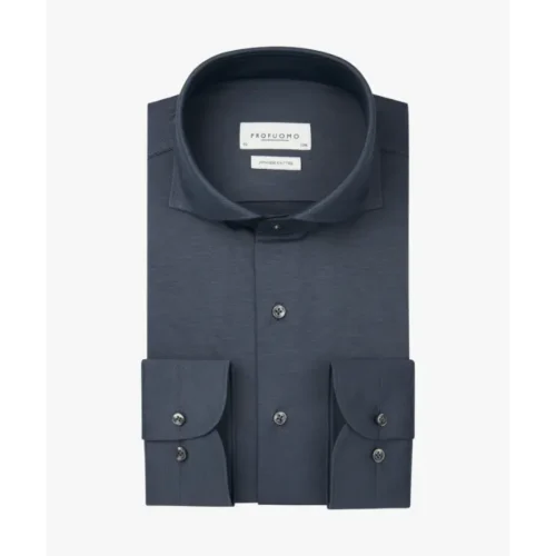 Profuomo Japanese Knitted Overhemd PPWH30026i Denim Blue