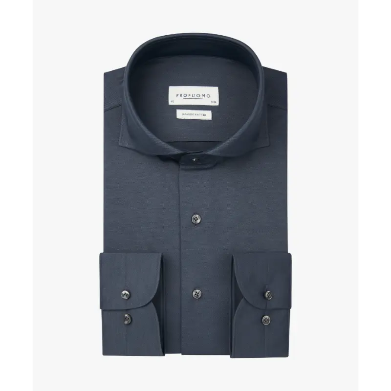Profuomo Japanese Knitted Overhemd PPWH30026i Denim Blue