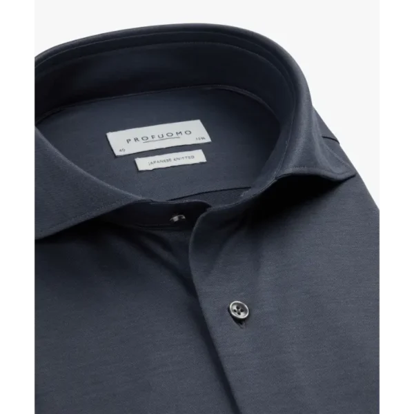 Profuomo Japanese Knitted Overhemd PPWH30026i Denim Blue