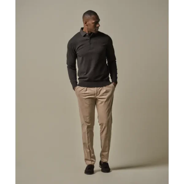 PPWJ30009B_1 Profuomo Polo LM PPWJ30009b Dark Brown