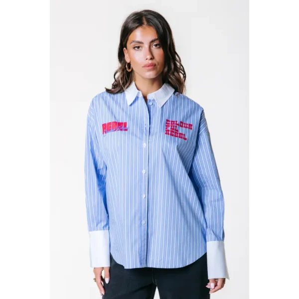 Colourful Rebel Blouse Talia Striped Artworks wb117073 Blauw