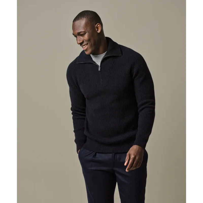 navy-wollen-schipperstrui (1) Profuomo Trui PPWJ30025d Navy