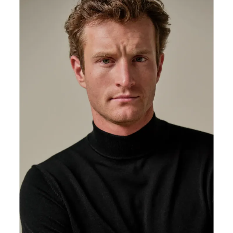 zwarte-merino-mockneck (2) Profuomo Coltrui PPWJ30004g Zwart