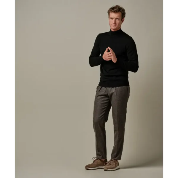 zwarte-merino-mockneck Profuomo Coltrui PPWJ30004g Zwart