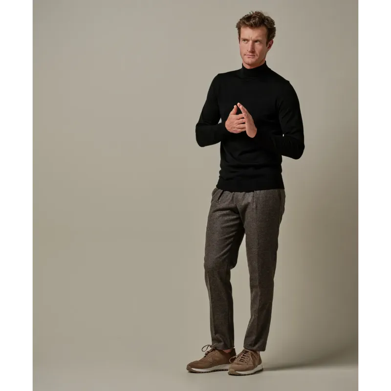 zwarte-merino-mockneck Profuomo Coltrui PPWJ30004g Zwart