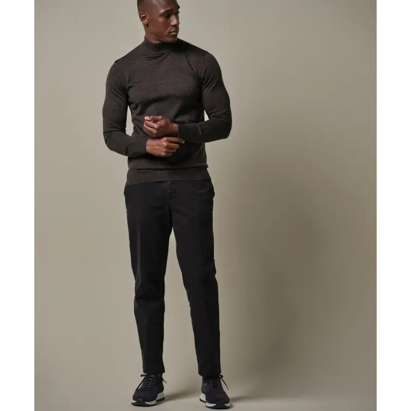 ppwj30004c-1 Profuomo Trui Mockneck PPWJ30004c Donkerbruin