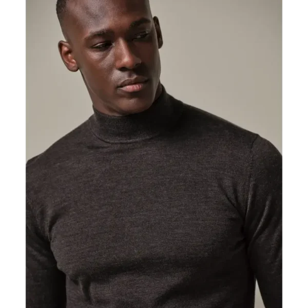 ppwj30004c-3 Profuomo Trui Mockneck PPWJ30004c Donkerbruin