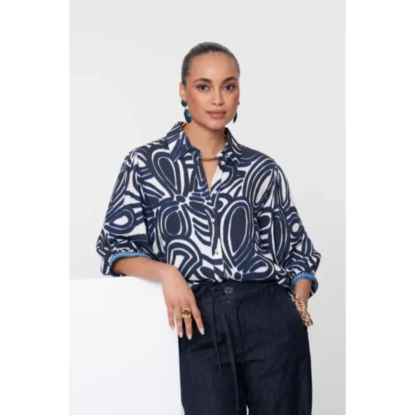 Geisha-Fashi_summer-2026_718_63250-20 Geisha Blouse 63250-20 718 Donker blauw