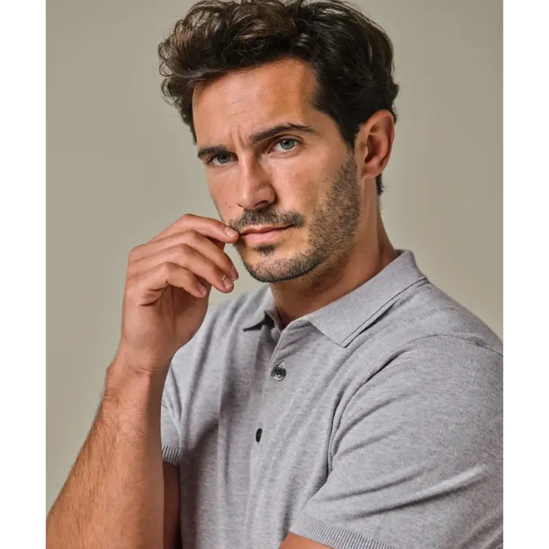 pp2d00001b-3 Profuomo Luxury Basic Polo PP2D00001b Licht Grijs