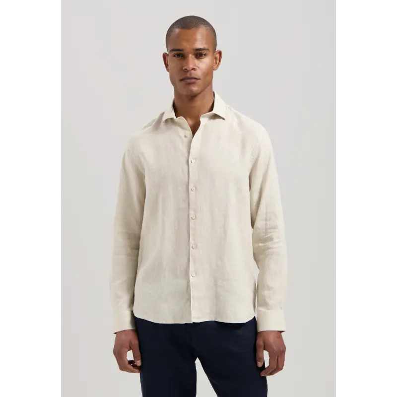 303710 Sand Melange2 Dstrezzed Overhemd Jagger 303710 253 Sand Melange