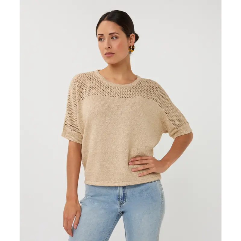 EsQualo_Spring-2026_168_SP26.02017_6 Esqualo Top SP26.02017 168 Light Sand