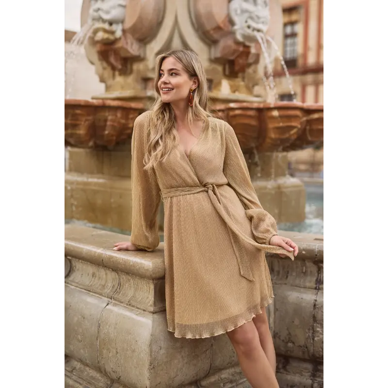 Freebird-Ico_spring_summer_2026_original_1-DALENA SS_DRESS_GOLD Freebird Jurk Dalena 2147 Gold