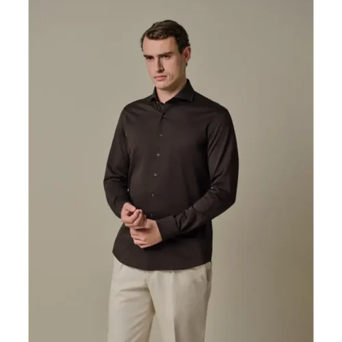 Profuomo Japanese Knitted Overhemd PPXH10032a Dark Brown