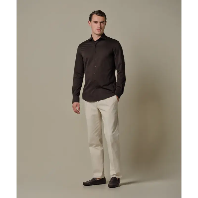 PPXH10032A-2 Profuomo Japanese Knitted Overhemd PPXH10032a Dark Brown