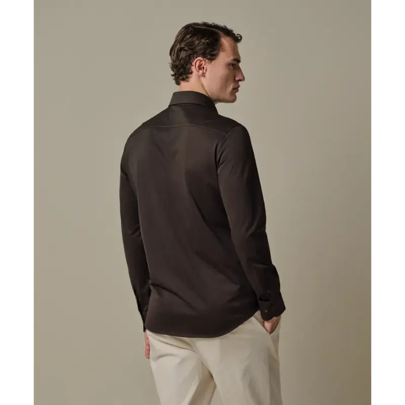 PPXH10032A-4 Profuomo Japanese Knitted Overhemd PPXH10032a Dark Brown