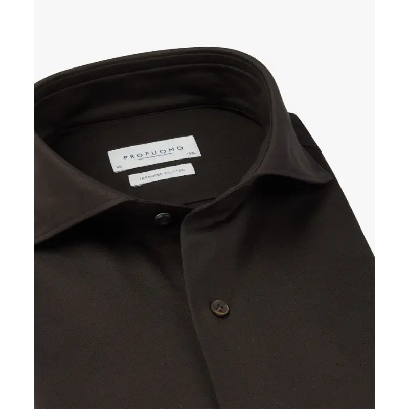 PPXH10032A-5 Profuomo Japanese Knitted Overhemd PPXH10032a Dark Brown