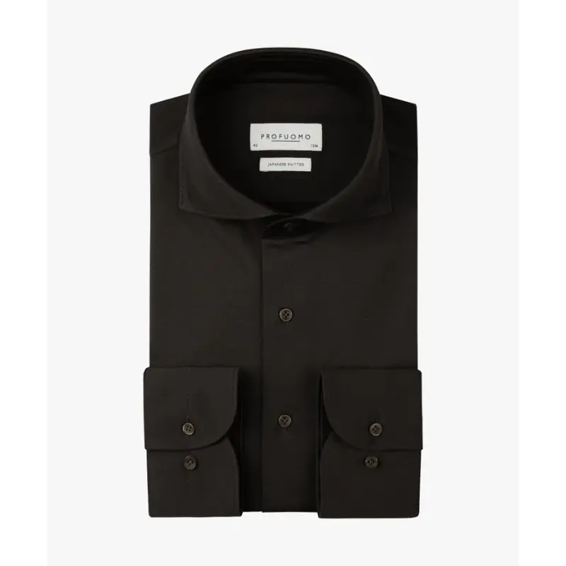 PPXH10032A-6 Profuomo Japanese Knitted Overhemd PPXH10032a Dark Brown