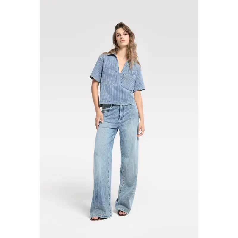 h-cs26m48 Stripe Blue1 Homage Jeans James H-CS26M48 Stripe Blue