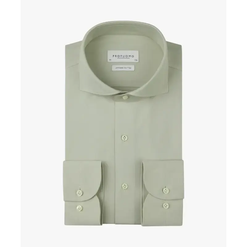 ppxh10032e-1 Profuomo Japanese Knitted Overhemd PPXH10032e Licht Groen