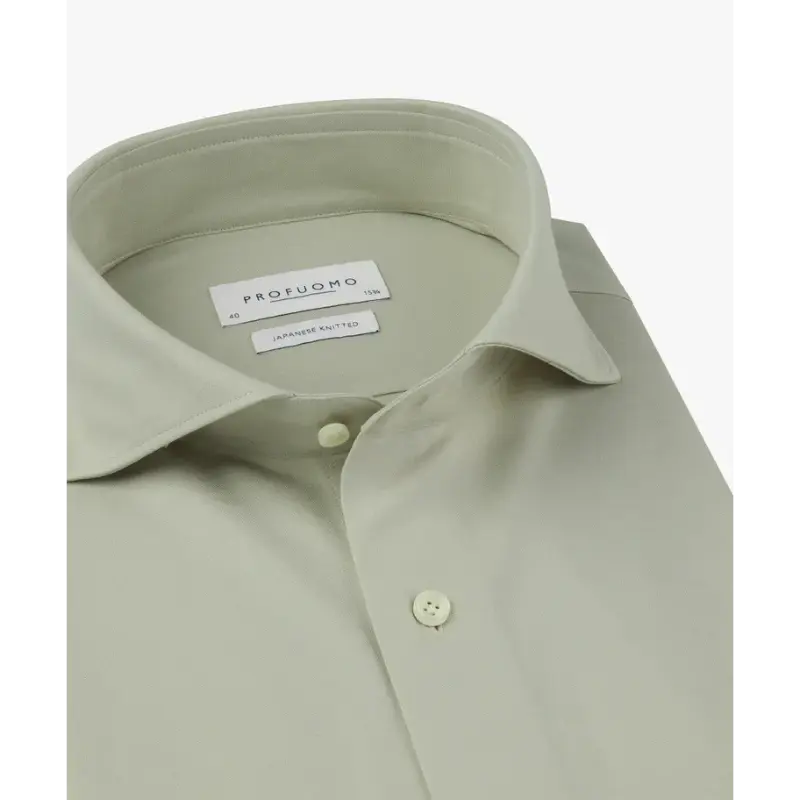 ppxh10032e-2 Profuomo Japanese Knitted Overhemd PPXH10032e Licht Groen