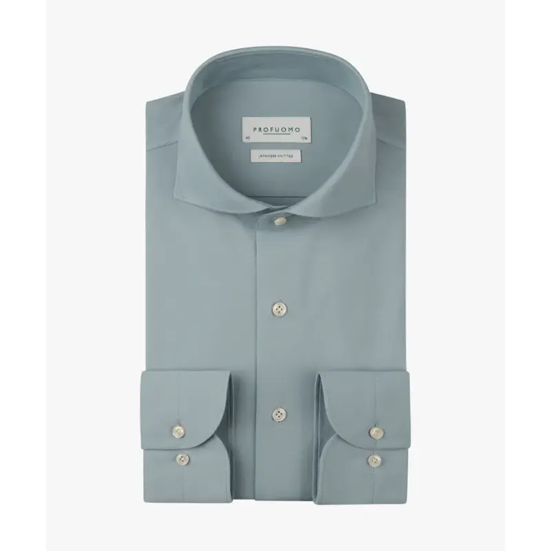 ppxh10032h-1 Profuomo Japanese Knitted Overhemd PPXH10032h Blauw
