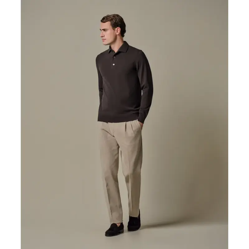 ppxj10005a-2 Profuomo Luxury Basic Polo PPXJ10005a Dark Brown