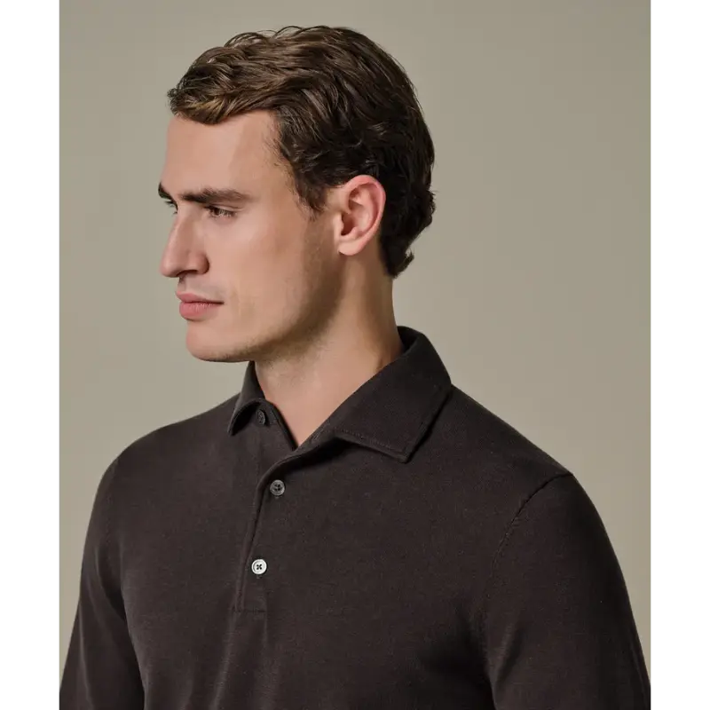 ppxj10005a-3 Profuomo Luxury Basic Polo PPXJ10005a Dark Brown