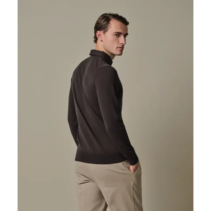 ppxj10005a-5 Profuomo Luxury Basic Polo PPXJ10005a Dark Brown