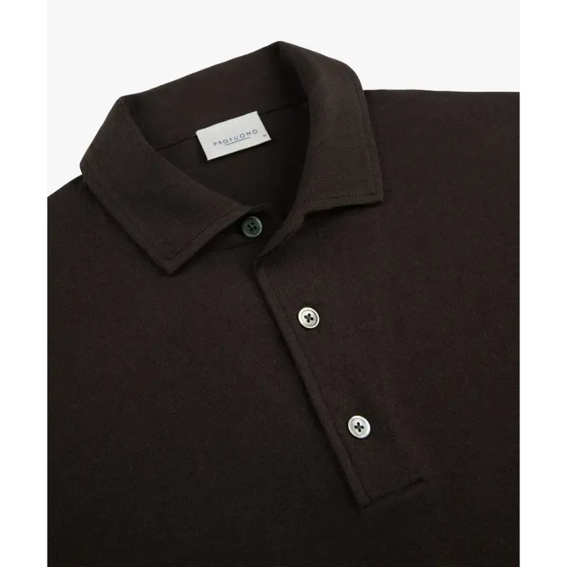 ppxj10005a-6 Profuomo Luxury Basic Polo PPXJ10005a Dark Brown