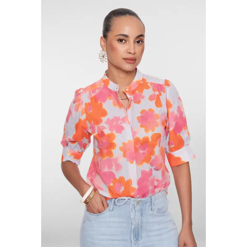 63488-20 Orange1 Geisha Blouse 63488-20 250 Multicolour
