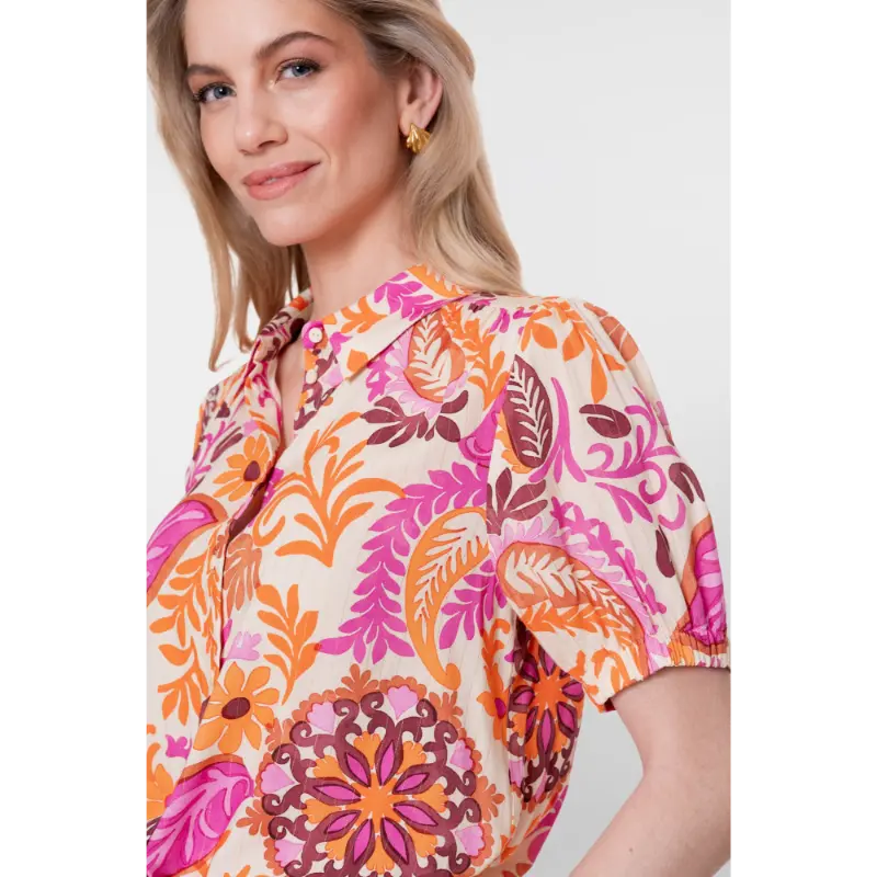 63499-20 Orange2 Geisha Blouse 63499-20 250 Multicolour