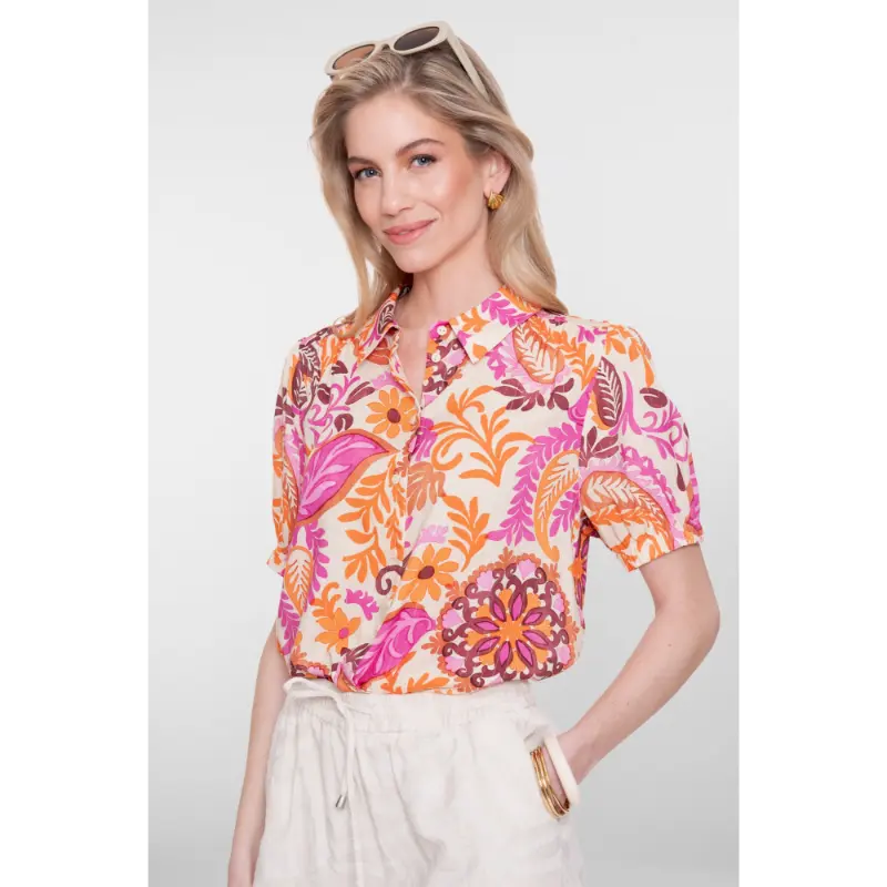 63499-20 Orange6 Geisha Blouse 63499-20 250 Multicolour