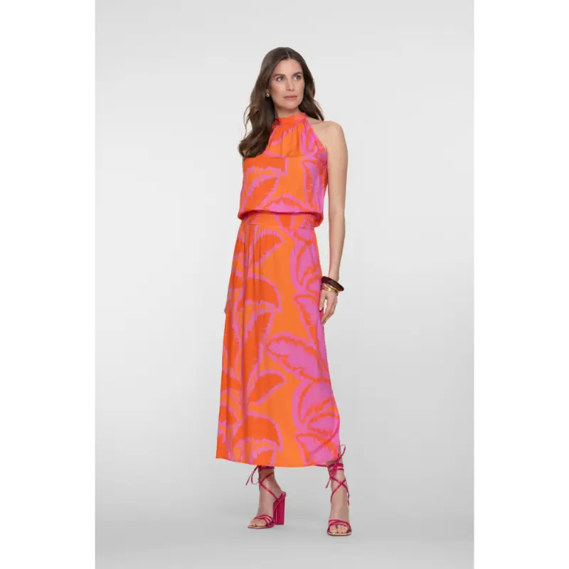 67358-70 Fuchsia1 Geisha Jurk 67358-70 445 Fuchsia/Orange