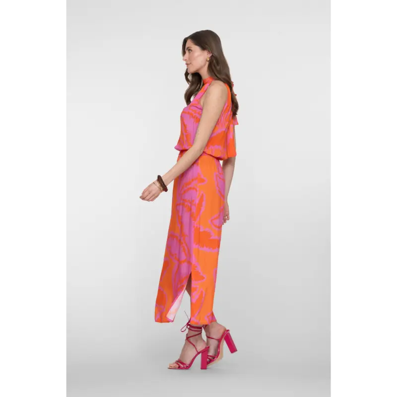 67358-70 Fuchsia2 Geisha Jurk 67358-70 445 Fuchsia/Orange