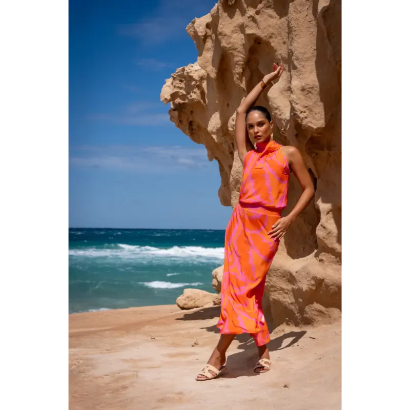 67358-70 Fuchsia7 Geisha Jurk 67358-70 445 Fuchsia/Orange