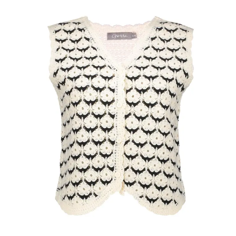 Geisha-Fashi_summer-2026_718_64000-10 Geisha Vest 64000-10 718 Ecru/Zwart